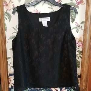 Jones New York Women's Black Lace Blouse